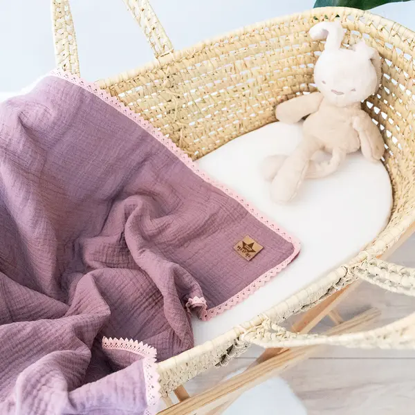 Baby Nellys Luxusní dvouvrstvá mušelínová dětská deka, 75 x 100 cm, lila, fialová