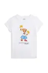 Dětské bavlněné tričko Polo Ralph Lauren bílá barva, 312942856001