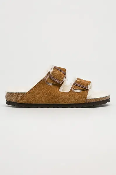 Semišové papuče Birkenstock Arizona hnědá barva