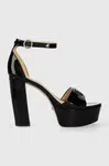 Kožené sandály Guess SETON černá barva, FLPSET PAT03