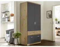 Šatní skříň Bremen, 91 cm, dub artisan/tmavě šedá