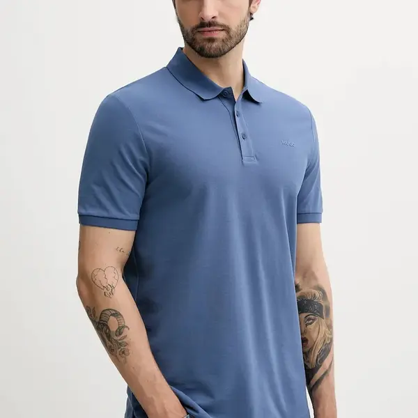 Bavlněné polo tričko HUGO tmavomodrá barva, 50466182
