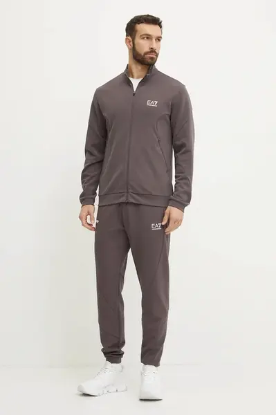 Tepláková souprava EA7 Emporio Armani hnědá barva, AF12501.7M000130