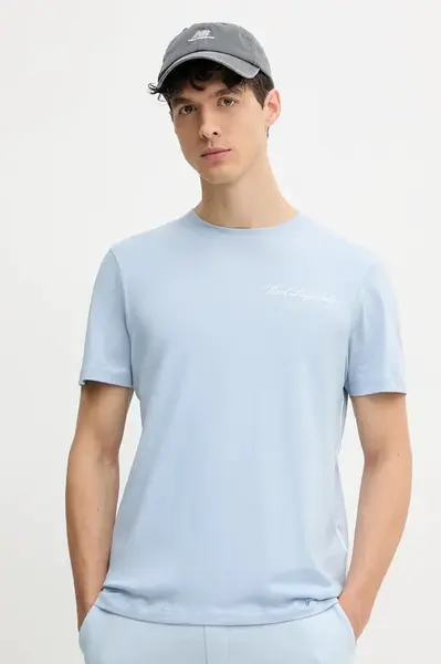 Bavlněné tričko Karl Lagerfeld černá barva, s aplikací, A1M44017