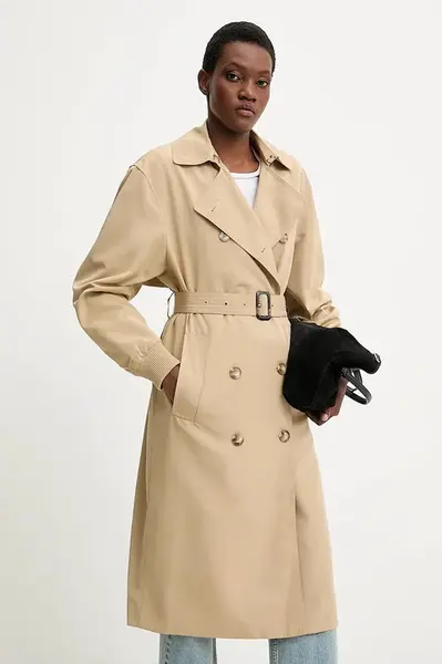 Trench kabát Answear.LAB dámský, béžová barva, přechodný