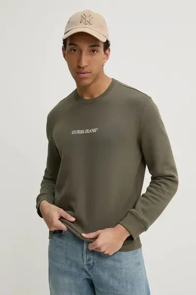 Mikina Guess Jeans zelená barva, s aplikací, M4YQ19 K9V31