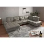 Sit & More SEDACÍ SOUPRAVA, textil, kůže, šedá