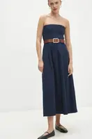 Džínové šaty Answear.LAB tmavomodrá barva, midi