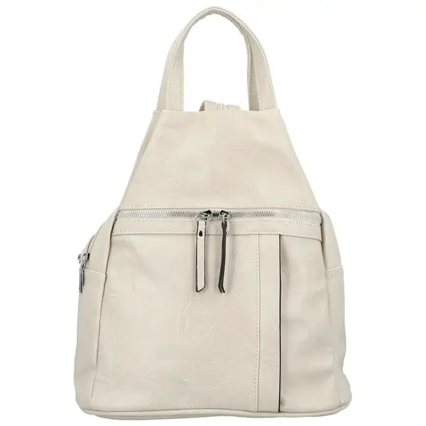 Stylový dámský koženkový batoh Narcisa, krémový