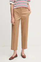 Kalhoty Tommy Hilfiger dámské, hnědá barva, jednoduché, high waist, WW0WW40504