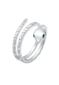 ELLI Prsteň 'Pinky'  zelená / strieborná
