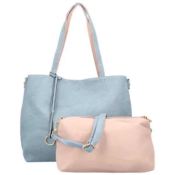 Módní koženkový set kabelek Maricela, světle modrý