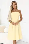 Rozšířené midi šaty Vivienne na pase - Pastelová žlutá
