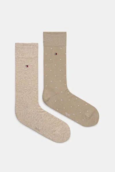 Ponožky Tommy Hilfiger 2-pack pánské, béžová barva, 701230780