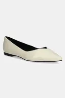 Kožené baleríny HUGO Maridia béžová barva, 50536651