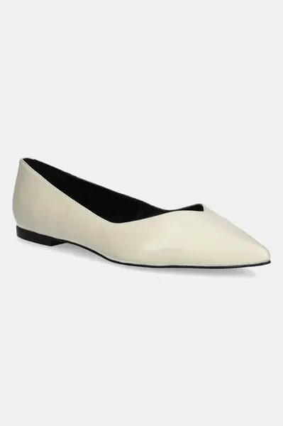 Kožené baleríny HUGO Maridia béžová barva, 50536651