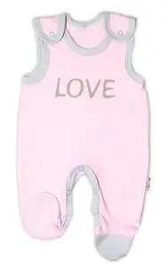 Baby Nellys Kojenecké bavlněné dupačky  Love - růžové vel.  56