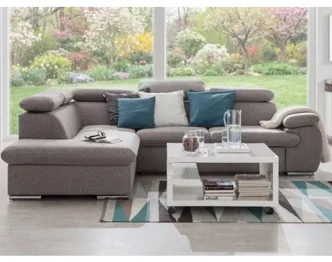 Rohová sedacia súprava Viera, svetlo šedá tkanina, ľavý roh%