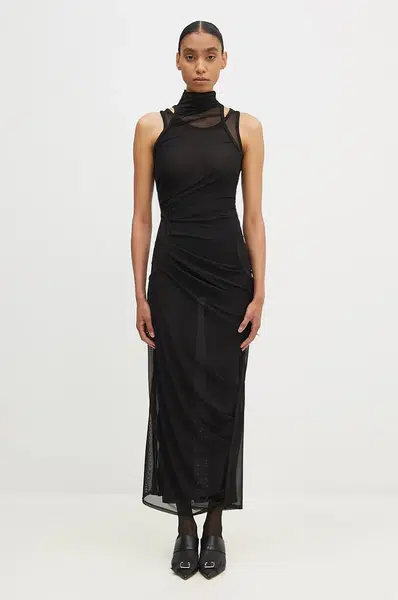 Šaty Coperni Mesh Dress černá barva, maxi, COPR107557
