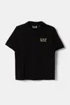 Dětská bavlněná polokošile EA7 Emporio Armani černá barva, s potiskem, 7B000022 AF10378
