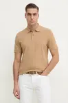 Bavlněné polo tričko BOSS Pallas béžová barva, 50468362