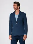 Ombre Men's SLIM knit jacket with subtle texture - dark blue