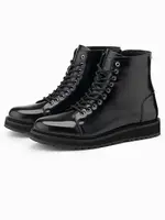 Ombre Men's high top shoes in shiny eco leather - black