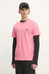 Bavlněné tričko Tommy Jeans růžová barva, DM0DM20322
