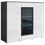 P & B VYSOKÁ KOMODA, antracitová, vysoce lesklá bílá, 120/103,3/39,5 cm