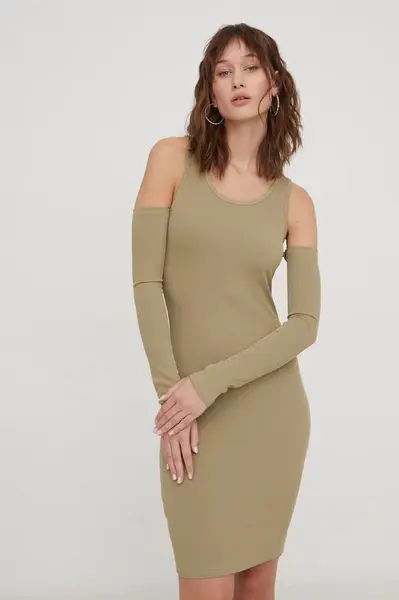 Šaty Sixth June zelená barva, mini