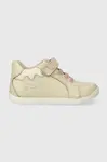 Dětské kožené sneakers boty Geox MACCHIA béžová barva