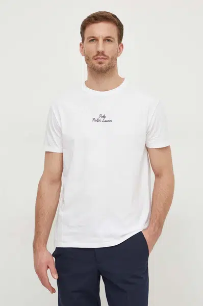 Bavlněné tričko Polo Ralph Lauren bílá barva, 710936585