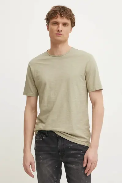 Bavlněné tričko United Colors of Benetton zelená barva, 3JE1J19A5