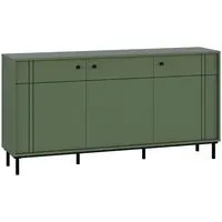 Carryhome ŠIROKÁ KOMODA, zelená, 160,2/81,8/37 cm