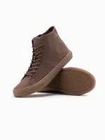 Ombre Men's ankle sneakers with rubber sole - brown