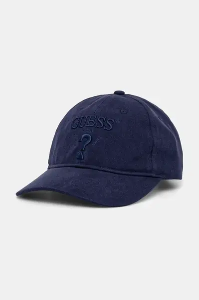 Bavlněná baseballová čepice Guess EMBROIDERED tmavomodrá barva, s aplikací, M5RZ11 WO07T