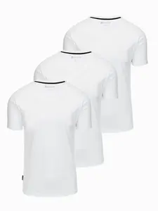 Ombre Set of shirts with V neckline and elastane and subtle logo 3-pack