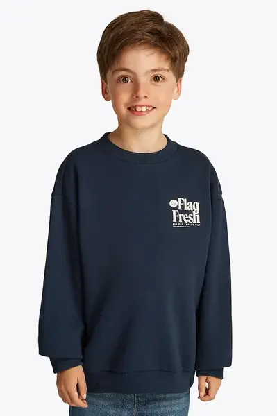 Dětská mikina Tommy Hilfiger tmavomodrá barva, s potiskem, KB0KB09596