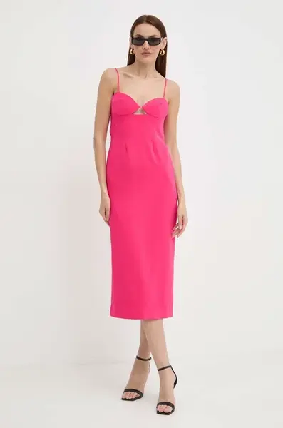 Šaty Bardot VIENNA růžová barva, midi, 58558DB