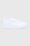 Kožené boty Reebok Classic Club C bílá barva, na plochém podpatku, GW0854.100006321