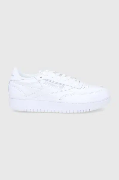 Kožené boty Reebok Classic Club C bílá barva, na plochém podpatku, GW0854.100006321