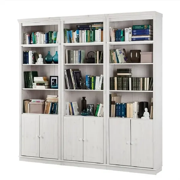 MID.YOU KNIHOVNA, bílá, barvy borovice, borovice, 223/222/34 cm