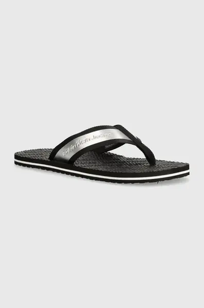 Žabky Calvin Klein Jeans BEACH SANDAL IN MET pánské, černá barva, YM0YM00950
