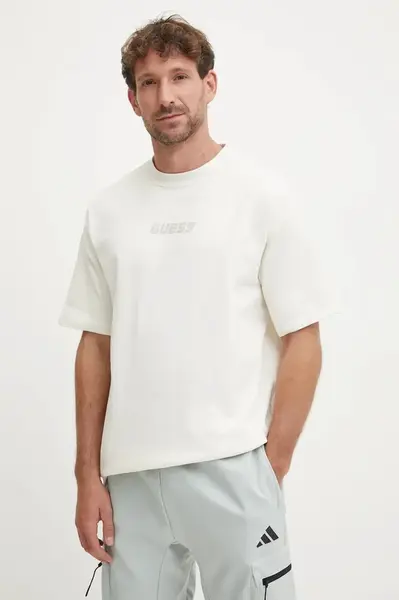 Bavlněné tričko Guess DALIM béžová barva, s potiskem, Z4BI00 KCE21