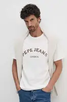 Bavlněné tričko Pepe Jeans ANWEN B béžová barva, s potiskem, PM509711