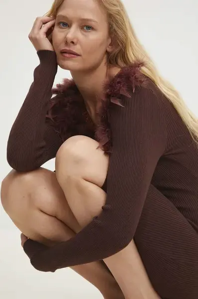 Šaty Answear.LAB hnědá barva, mini