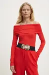 Tričko s dlouhým rukávem Answear.LAB červená barva, španělský výstřih