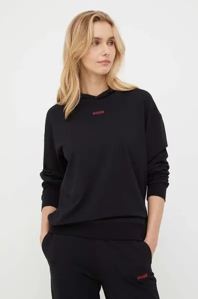 Mikina HUGO SHUFFLE_HOODIE černá barva, s kapucí, 50490594