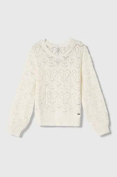 Dětský bavlněný svetr Pepe Jeans bílá barva, lehký