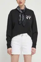 Džínové šortky Superdry dámské, bílá barva, hladké, medium waist